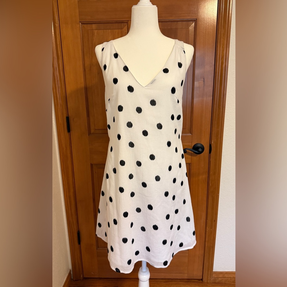 a new day Black and White Polka Dot Midi Dress
